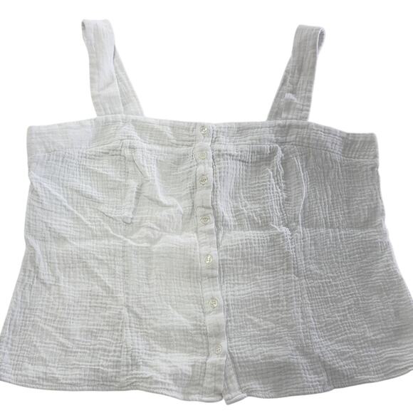Joie Tank Top Womens XL White Button Front Textured Gauze Sleeveless 100% Cotton - Picture 1 of 7